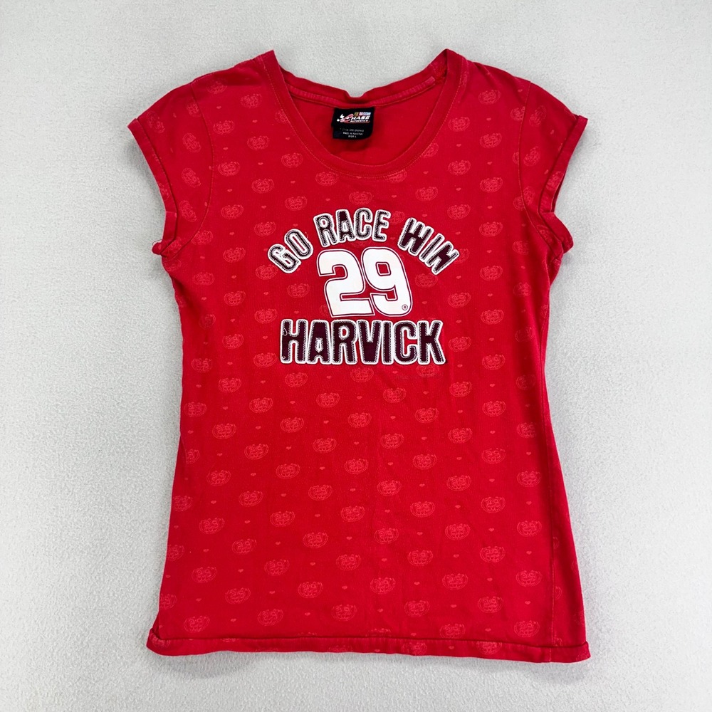 Vintage Y2K NASCAR Harvick T-Shirt‎ Womens L Red Short Sleeve Cotton